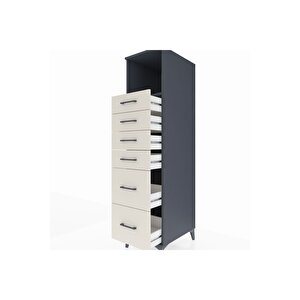 Kronos Dolap Tek Raflı 6 Çekmeceli 44x59x182 Antrasit-aytaşı