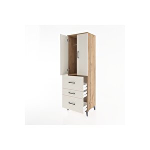 Hyperion Dolap Tek Raflı 3 Çekmeceli Tek Askılı 60x44x195 Çam-aytaşı