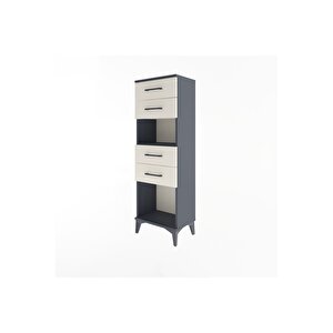 Arges Dolap Tek Raflı 4 Çekmeceli 44x30x134 Antrasit-aytaşı