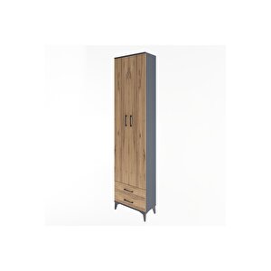Arges Dolap 5 Raflı 2 Çekmeceli 2 Kapaklı 60x30x243 Antrasit-çam
