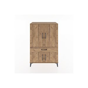 Hyperion Dolap 2 Raflı Tek Çekmeceli 4 Kapaklı 88x44x134 Çam-çam