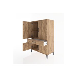 Hyperion Dolap 2 Raflı Tek Çekmeceli 4 Kapaklı 88x44x134 Çam-çam