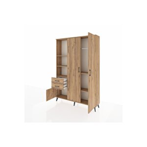 Arges Gardrop 5 Raflı 2 Çekmeceli Tek Askılı 132x30x195 Çam-çam