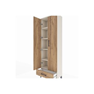 Arges Dolap 5 Raflı Tek Çekmeceli 2 Kapaklı 60x30x182 Aytaşı-çam