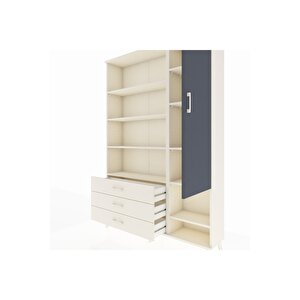 Arges Dolap 9 Raflı 3 Çekmeceli Tek Kapaklı  132x30x195 Aytaşı-antrasit/aytaşı