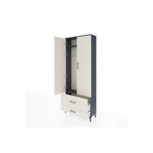 Arges Dolap 2 Raflı 2 Çekmeceli Tek Askılı 88x30x221 Antrasit-aytaşı