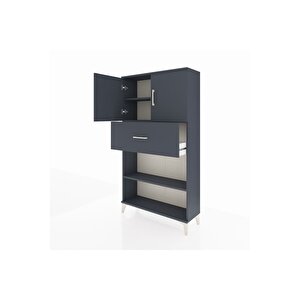 Arges Dolap 3 Raflı Tek Çekmeceli 2 Kapaklı 88x30x163 Antrasit-antrasit