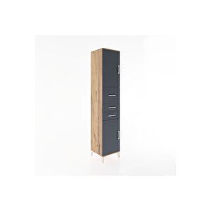 Hyperion Dolap 3 Raflı 3 Çekmeceli 2 Kapaklı 44x44x221 Çam-antrasit