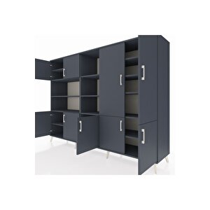 Hyperion Dolap 14 Raflı 9 Kapaklı 220x44x163 Antrasit-antrasit