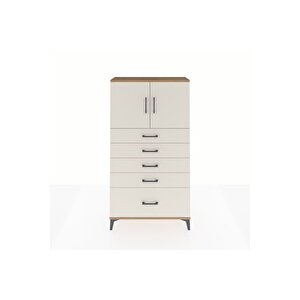 Arges Dolap 2 Raflı 5 Çekmeceli 2 Kapaklı 88x30x163 Çam-aytaşı