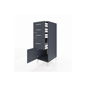 Kronos Dolap 4 Çekmeceli Tek Kapaklı 44x59x134 Antrasit-antrasit