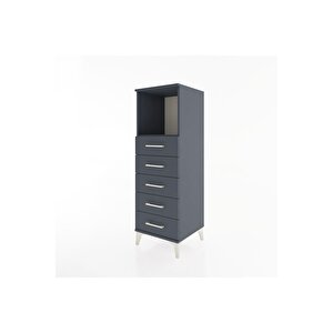 Hyperion Dolap Tek Raflı 5 Çekmeceli 44x44x134 Antrasit-antrasit
