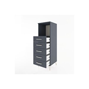 Hyperion Dolap Tek Raflı 5 Çekmeceli 44x44x134 Antrasit-antrasit