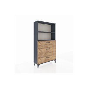 Arges Dolap 2 Raflı 3 Çekmeceli 88x30x163 Antrasit-çam