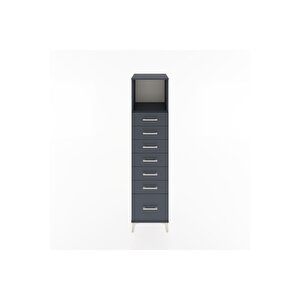 Hyperion Dolap Tek Raflı 7 Çekmeceli 44x44x182 Antrasit-antrasit