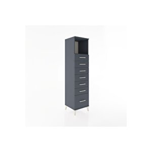 Hyperion Dolap Tek Raflı 7 Çekmeceli 44x44x182 Antrasit-antrasit