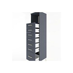 Hyperion Dolap Tek Raflı 7 Çekmeceli 44x44x182 Antrasit-antrasit
