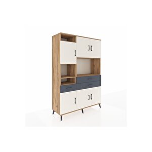 Hyperion Dolap 9 Raflı 3 Çekmeceli 6 Kapaklı 132x44x195 Çam-aytaşı/antrasit