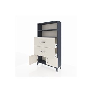 Arges Dolap 2 Raflı 2 Çekmeceli 2 Kapaklı 88x30x163 Antrasit-aytaşı