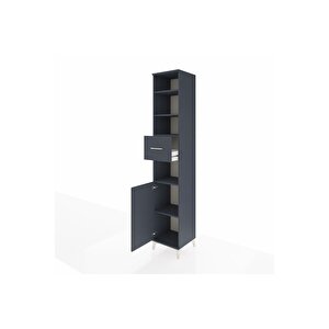 Hyperion Dolap 5 Raflı Tek Çekmeceli Tek Kapaklı 44x44x243 Antrasit-antrasit