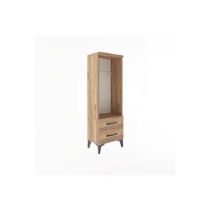Arges Dolap Tek Raflı 2 Çekmeceli Tek Askılı 44x30x134 Çam-çam