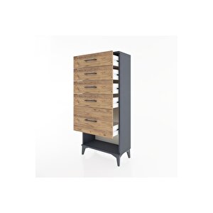 Hyperion Dolap 5 Çekmeceli 60x44x134 Antrasit-çam