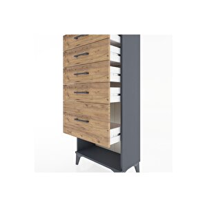 Hyperion Dolap 5 Çekmeceli 60x44x134 Antrasit-çam