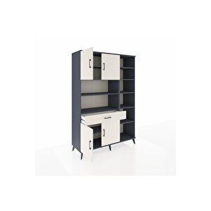 Hyperion Gardrop 10 Raflı Tek Çekmeceli 4 Kapaklı 132x44x195 Antrasit-aytaşı