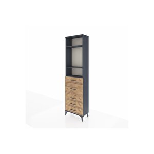 Arges Dolap 3 Raflı 5 Çekmeceli 60x30x221 Antrasit-çam