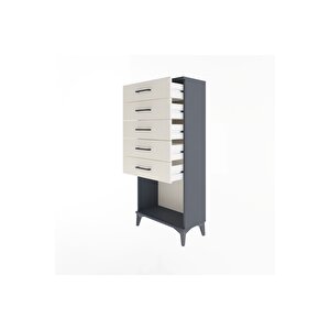 Arges Dolap 5 Çekmeceli 60x30x134 Antrasit-aytaşı