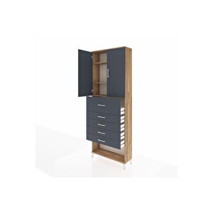 Arges Dolap 3 Raflı 5 Çekmeceli 2 Kapaklı 88x30x243 Çam-antrasit