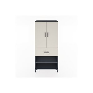 Hyperion Dolap 4 Raflı Tek Çekmeceli 2 Kapaklı 88x44x195 Antrasit-aytaşı