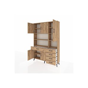 Arges Gardrop 9 Raflı 5 Çekmeceli 5 Kapaklı 132x30x195 Çam-çam