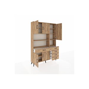 Arges Gardrop 9 Raflı 5 Çekmeceli 5 Kapaklı 132x30x195 Çam-çam