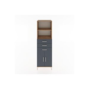 Hyperion Dolap 3 Raflı 3 Çekmeceli 2 Kapaklı 60x44x195 Çam-antrasit