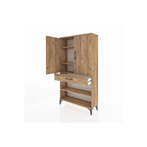 Arges Dolap 4 Raflı Tek Çekmeceli 2 Kapaklı 88x30x163 Çam-çam