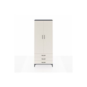 Arges Dolap 2 Raflı 3 Çekmeceli Tek Askılı 88x30x221 Antrasit-aytaşı