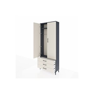 Arges Dolap 2 Raflı 3 Çekmeceli Tek Askılı 88x30x221 Antrasit-aytaşı