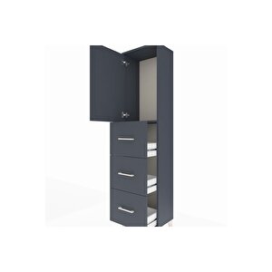 Arges Dolap Tek Raflı 3 Çekmeceli Tek Kapaklı 44x30x182 Antrasit-antrasit