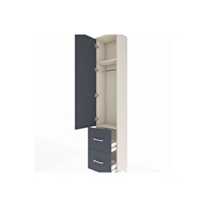 Arges Dolap 2 Raflı 2 Çekmeceli Tek Askılı 44x30x221 Aytaşı-antrasit