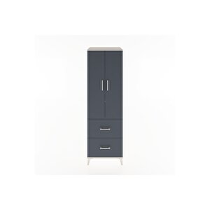 Hyperion Dolap 2 Raflı 2 Çekmeceli Tek Askılı 60x44x195 Aytaşı-antrasit