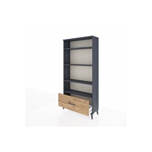 Arges Dolap 4 Raflı Tek Çekmeceli 88x30x182 Antrasit-çam