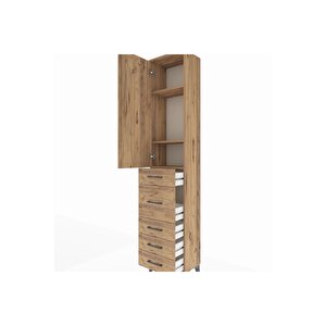 Arges Dolap 3 Raflı 5 Çekmeceli Tek Kapaklı 44x30x221 Çam-çam