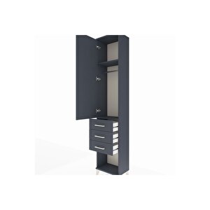 Arges Dolap 2 Raflı 3 Çekmeceli Tek Askılı 44x30x221 Antrasit-antrasit