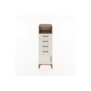 Hyperion Dolap Tek Raflı 4 Çekmeceli Tek Kapaklı 44x44x134 Çam-aytaşı