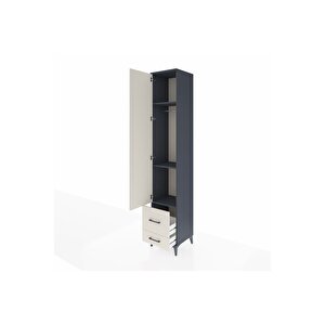 Hyperion Dolap 3 Raflı 2 Çekmeceli Tek Askılı 44x44x243 Antrasit-aytaşı