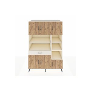 Kronos Dolap 10 Raflı Tek Çekmeceli 6 Kapaklı 132x59x195 Aytaşı-çam/aytaşı