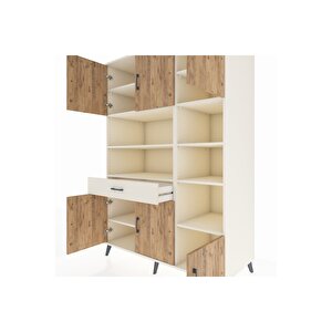 Kronos Dolap 10 Raflı Tek Çekmeceli 6 Kapaklı 132x59x195 Aytaşı-çam/aytaşı