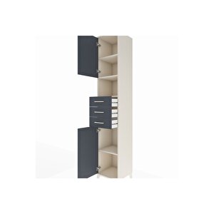Hyperion Dolap 4 Raflı 3 Çekmeceli 2 Kapaklı 44x44x243 Aytaşı-antrasit
