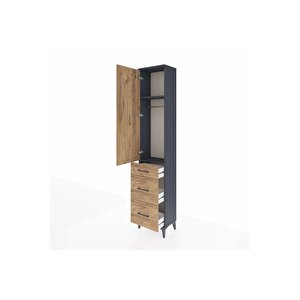 Arges Dolap 2 Raflı 3 Çekmeceli Tek Askılı 44x30x221 Antrasit-çam